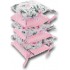 Ochraniacz do łóżeczka modułowy 6 poduszek Bawełna + Minky - Kwiaty różowe + minky różowe