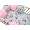 Ochraniacz do łóżeczka modułowy 6 poduszek Bawełna + Minky - Parasolki + minky różowe