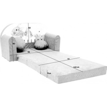 Sofa dziecięca kanapa wersalka rozkładana 160cm + podnóżek i poduszka - H17
