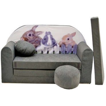 Sofa dziecięca kanapa wersalka rozkładana 160cm + podnóżek i poduszka - A25