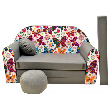 Sofa dziecięca kanapa wersalka rozkładana 160cm + podnóżek i poduszka - A33
