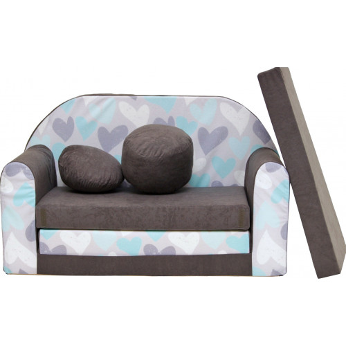Sofa dziecięca kanapa wersalka rozkładana 160cm + podnóżek i poduszka - A49