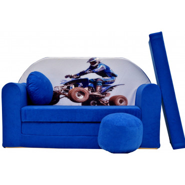Sofa dziecięca kanapa wersalka rozkładana 160cm + podnóżek i poduszka - C26