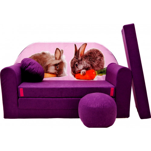 Sofa dziecięca kanapa wersalka rozkładana 160cm + podnóżek i poduszka - G1