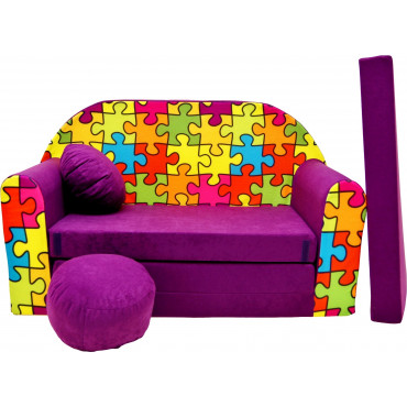 Sofa dziecięca kanapa wersalka rozkładana 160cm + podnóżek i poduszka - G34