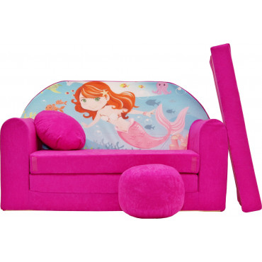 Sofa dziecięca kanapa wersalka rozkładana 160cm + podnóżek i poduszka - H4