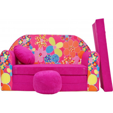 Sofa dziecięca kanapa wersalka rozkładana 160cm + podnóżek i poduszka - H12