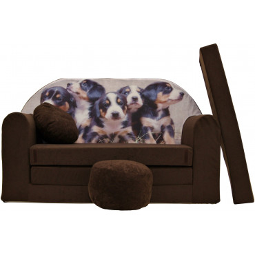 Sofa dziecięca kanapa wersalka rozkładana 160cm + podnóżek i poduszka - K7