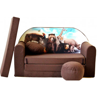 Sofa dziecięca kanapa wersalka rozkładana 160cm + podnóżek i poduszka - K8