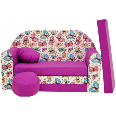 Sofa dziecięca kanapa wersalka rozkładana 160cm + podnóżek i poduszka - M36