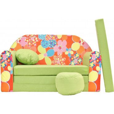 Sofa dziecięca kanapa wersalka rozkładana 160cm + podnóżek i poduszka - Z19