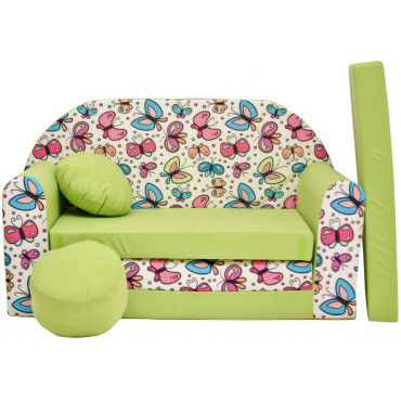 Sofa dziecięca kanapa wersalka rozkładana 160cm + podnóżek i poduszka - Z36