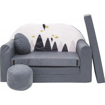 Sofa dziecięca kanapa wersalka rozkładana 160cm + podnóżek i poduszka - AX2