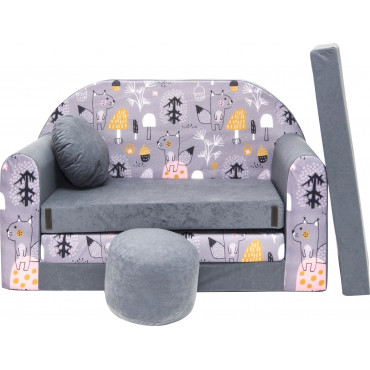 Sofa dziecięca kanapa wersalka rozkładana 160cm + podnóżek i poduszka - AX4