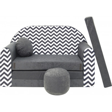 Sofa dziecięca kanapa wersalka rozkładana 160cm + podnóżek i poduszka - AC2