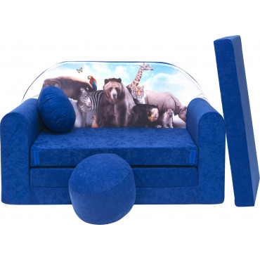 Sofa dziecięca kanapa wersalka rozkładana 160cm + podnóżek i poduszka - C8