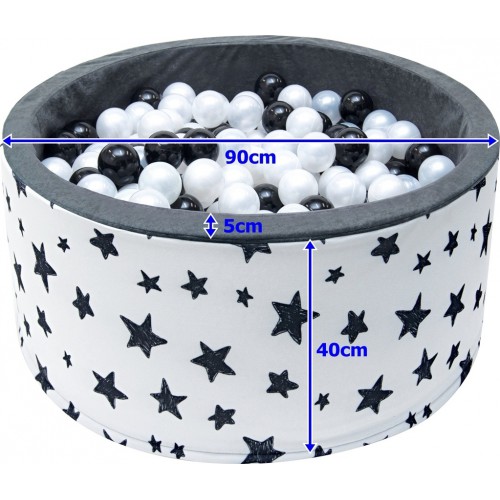 Suchy basen z kulkami 90x40 cm - Biały gwiazdozbiór - 400 piłeczek