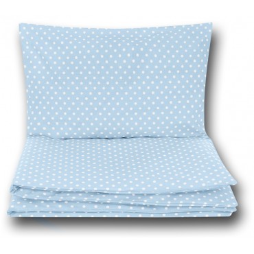 Pościel do łóżeczka niemowlęca dziecięca poszewki 120x90 - Błękitny w białe kropki