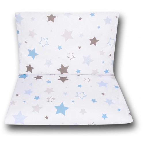 Pościel do łóżeczka niemowlęca dziecięca poszewki 120x90 - Niebiesko-szare gwiazdy