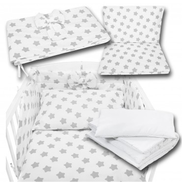 Pościel do łóżeczka, 100x135 - pełny zestaw 13el - pierniki szare na białym