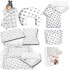 Pościel do łóżeczka, 120x90 - pełny zestaw 13el - pierniki szare na białym