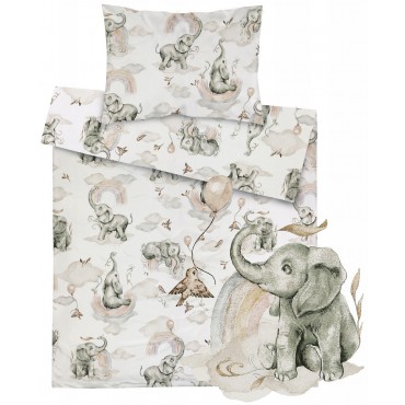 Pościel do łóżeczka niemowlęca dziecięca poszewki 120x90 - Słonie
