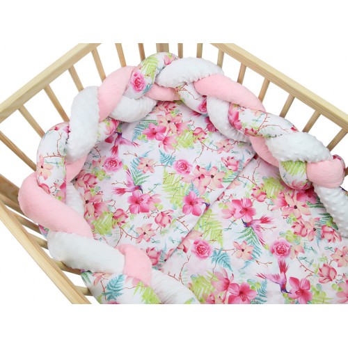 Pościel do łóżeczka poszewki + warkocz, niemowlęca dziecięca 120x90 - Kolibry