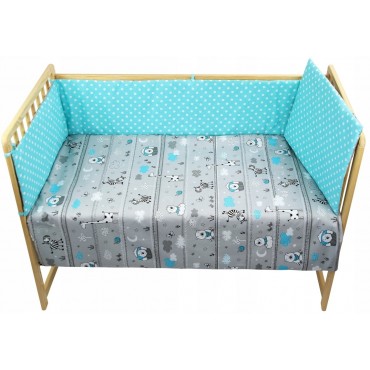 Pościel do łóżeczka z ochraniaczem + poszewki niemowlęca dziecięca 120x90 - miś i zebra