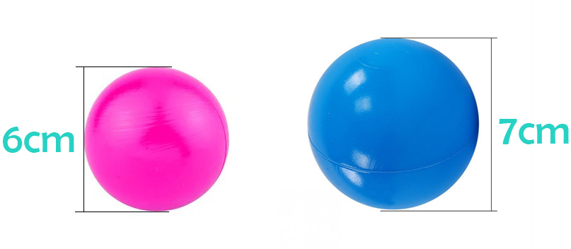 Piłki kulki do suchego basenu w rozmiarze 7cm - większe od rozmiaru konkurencji